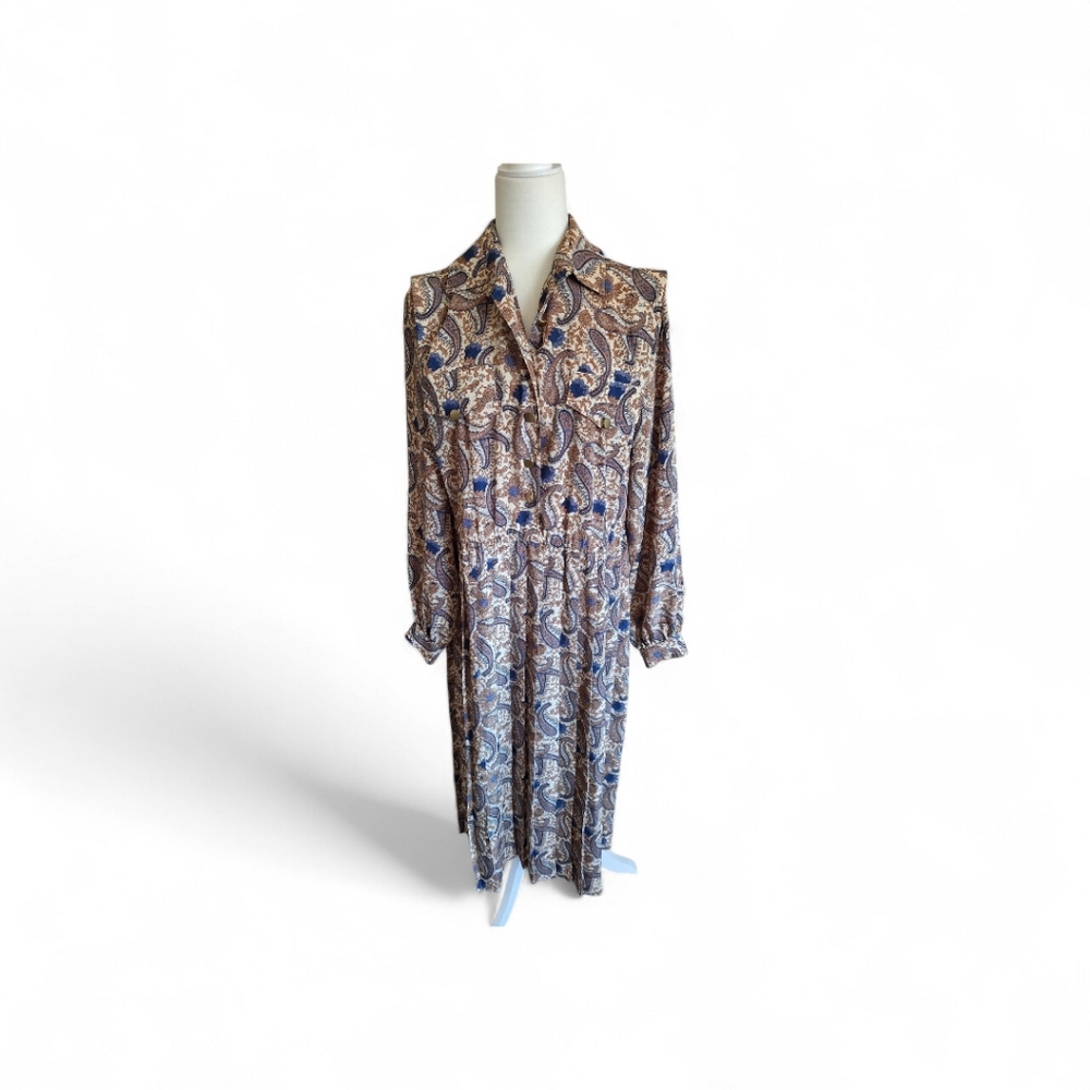 Leslie Fay Vintage Paisley Long Sleeve Dress Size 8